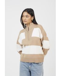 Brave Soul - Striped Half Zip Knitted Jumper - Lyst