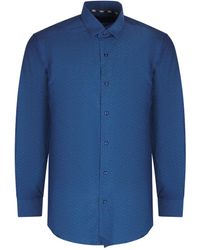 Aquascutum - Textured Long Sleeve Dark Shirt Cotton - Lyst