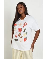 Boohoo - Plus Tropical Collage Printed Oversized T-Shirt - Lyst