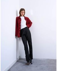 TOPSHOP - Satin Straight Leg With Side Split Trouser - Lyst