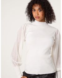 Blue Vanilla - Semi-Sheer Mesh Panel Long Sleeve Jumper - Lyst