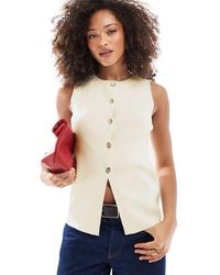 ASOS - Knitted Crew Neck Structured Waistcoat With Buttons - Lyst
