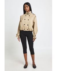 Boohoo - Petite Double Breasted Funnel Neck Short Trench Coat - Lyst