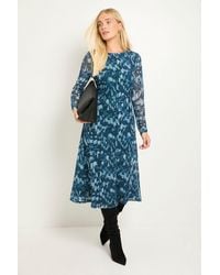 Wallis - Petite Mesh Seam Detail Midi Dress - Lyst