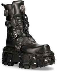New Rock - Leather Combat Platform Boots - Lyst