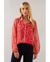 Wallis - Petite Spot High Low Hem Shirt - Lyst