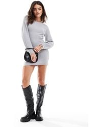 Miss Selfridge - Crew Neck Puff Sleeve Knitted Mini Dress - Lyst