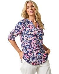 Roman - Petite Floral Print Button Stretch Shirt - Lyst