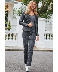 Sosandar - Leopard Print Straight Leg Jeans - Lyst