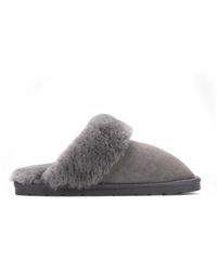 Infinity Leather - Genuine Sheepskin Suede Mule Winter Slippers - Lyst