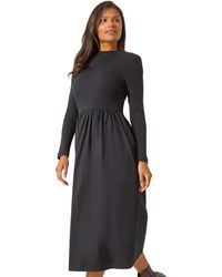 Roman - Cotton Stretch Jersey Mix Midi Dress - Lyst