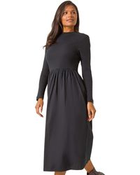 Roman - Cotton Stretch Jersey Mix Midi Dress - Lyst