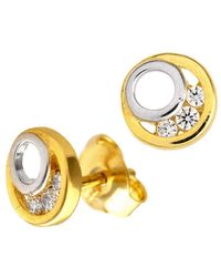DIAMANT L'ÉTERNEL - 9Ct And Cubic Zirconia Circle Stud Earrings - Lyst