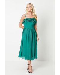 Debut London - By Coast Ruffle Detail Midi Dress - Lyst