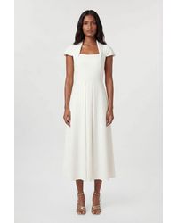 Karen Millen - Compact Stretch Tailored Square Neck Full Skirted Midi Dress - Lyst