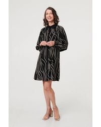 Izabel London - Printed Long Sleeve Shirt Short Dress - Lyst