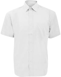 Russell - Collection Short Sleeve Poly-Cotton Easy Care Poplin Shirt - Lyst