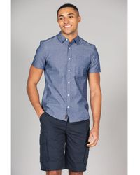 Tokyo Laundry - Mid Blue Cotton Short Sleeve Button-up Printed Shirt With Chest Pocket - Lyst