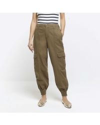 River Island - Cargo Trousers Twill Cuffed Cotton - Lyst