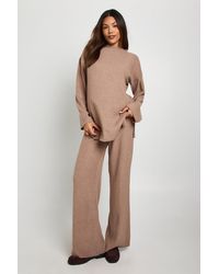 Boohoo - Maternity Brushed Rib High Neck Top & Trouser Lounge Set - Lyst