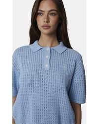Good For Nothing - Cropped Pointelle Knit Polo Shirt - Lyst