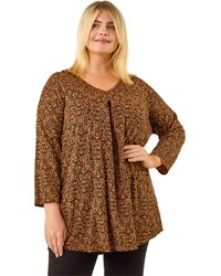 Roman - Curve Spot Print V-Neck Tunic Top - Lyst