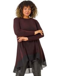 Roman - Curve Glitter Chiffon Hem Tunic Top - Lyst
