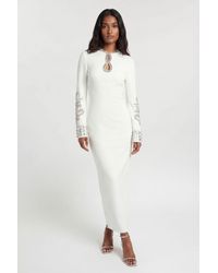 Karen Millen - Figure Form Bandage Knit Embellished Wide Sleeve Midi Dress - Lyst