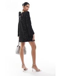 ONLY - Sequin Back Detail Bow Mini Dress - Lyst