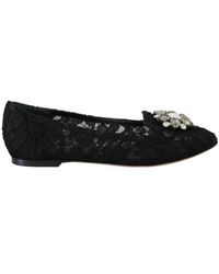 Dolce & Gabbana - Taormina Lace Crystals Flats Shoes Viscose - Lyst