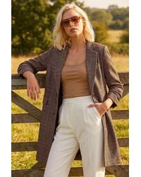 Roman - Petite Button Check Coat - Lyst