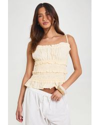 Boohoo - Poplin Ruched Cami Top - Lyst