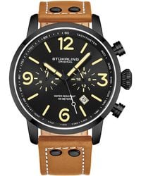 Stuhrling - Aviator Leather Strap Wrist Watch - Lyst