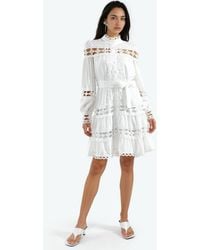 Msn-Collection - Belted Lace Mini Dress - Lyst