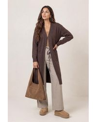 Urban Bliss - Chocolate Longline Wool Cardigan - Lyst