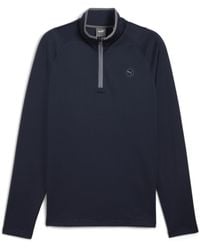 PUMA - Fleece Quarter Zip Long Sleeve Performance Polo Shirt - Lyst