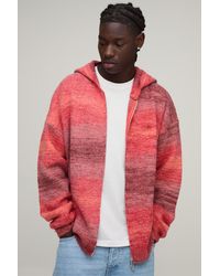 BoohooMAN - Relaxed Ombre Zip Thru Knitted Hoodie - Lyst