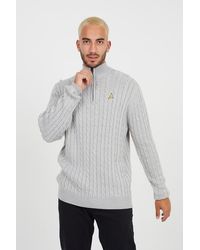 Brave Soul - 'August' Quarter Zip Neck Cable Knit Jumper - Lyst