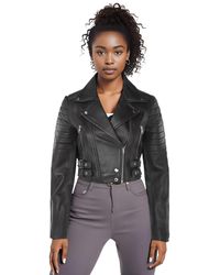 Infinity Leather - Cropped Brando Biker Jacket-Bellville Lamb Leather - Lyst