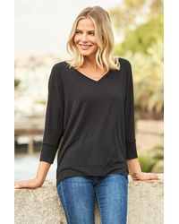 Sosandar - Relaxed Fit Jersey Top With Rose Button Detail - Lyst