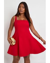 Boohoo - Plus Ruched Bandeau Puffball Skater Dress - Lyst