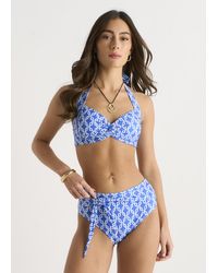 Gini London - Chain Print Twist Front Bikini Top - Lyst