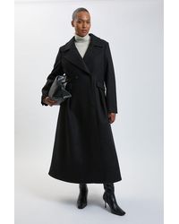 Karen Millen - Plus Size Wool Tailored Flared Skirt Midi Coat - Lyst