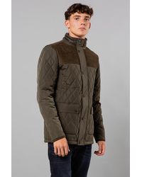 Kensington Eastside - Diamond Quilted Jacket With Corduroy Detail - Lyst
