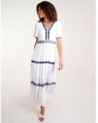 Blue Vanilla - Vanilla Embroidered Tiered Maxi Dress - Lyst