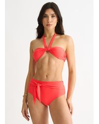 Gini London - Tie Front High Waist Bikini Bottom - Lyst