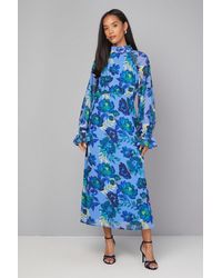 Wallis - Floral Tie Neck Smock Dress - Lyst