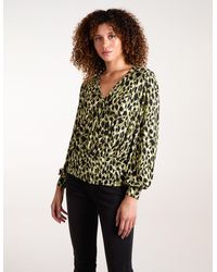 Blue Vanilla - Wrap Front Leopard Print Deep Hem Band Top - Lyst