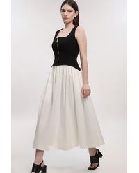 Karen Millen - Compact Stretch Cotton Mix Tailored Full Skirted Midi Dress - Lyst