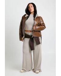 Boohoo - Plus Striped Mid Rise Wide Leg Trouser - Lyst